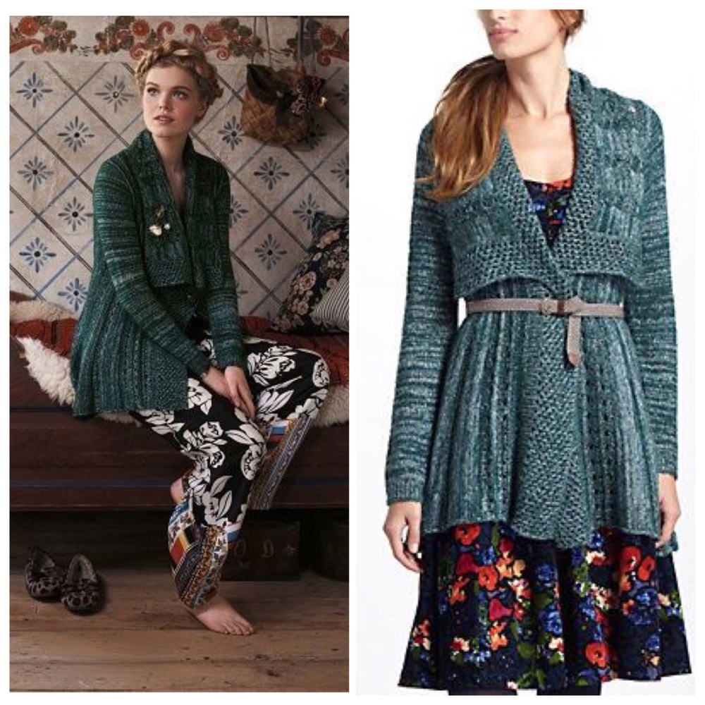 Anthropologie green knit sweater